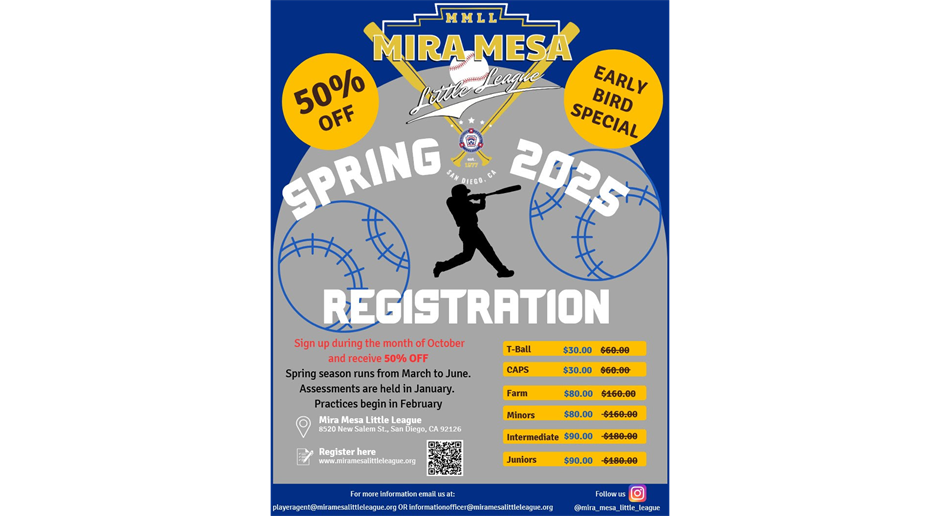 Spring Registration OPEN! Early Bird Specials until Oct. 31